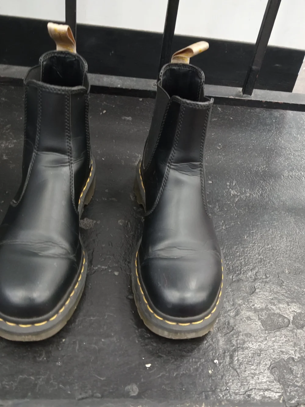 Dr. Martens Black Chelsea Boots with Yellow Stitching